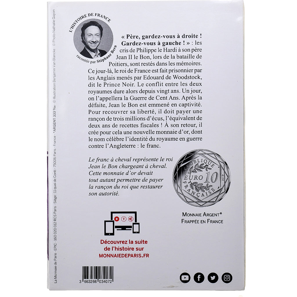 France, 10 Euro, Pièce d'Histoire - La guerre de cent ans, 2019, MDP, Silver