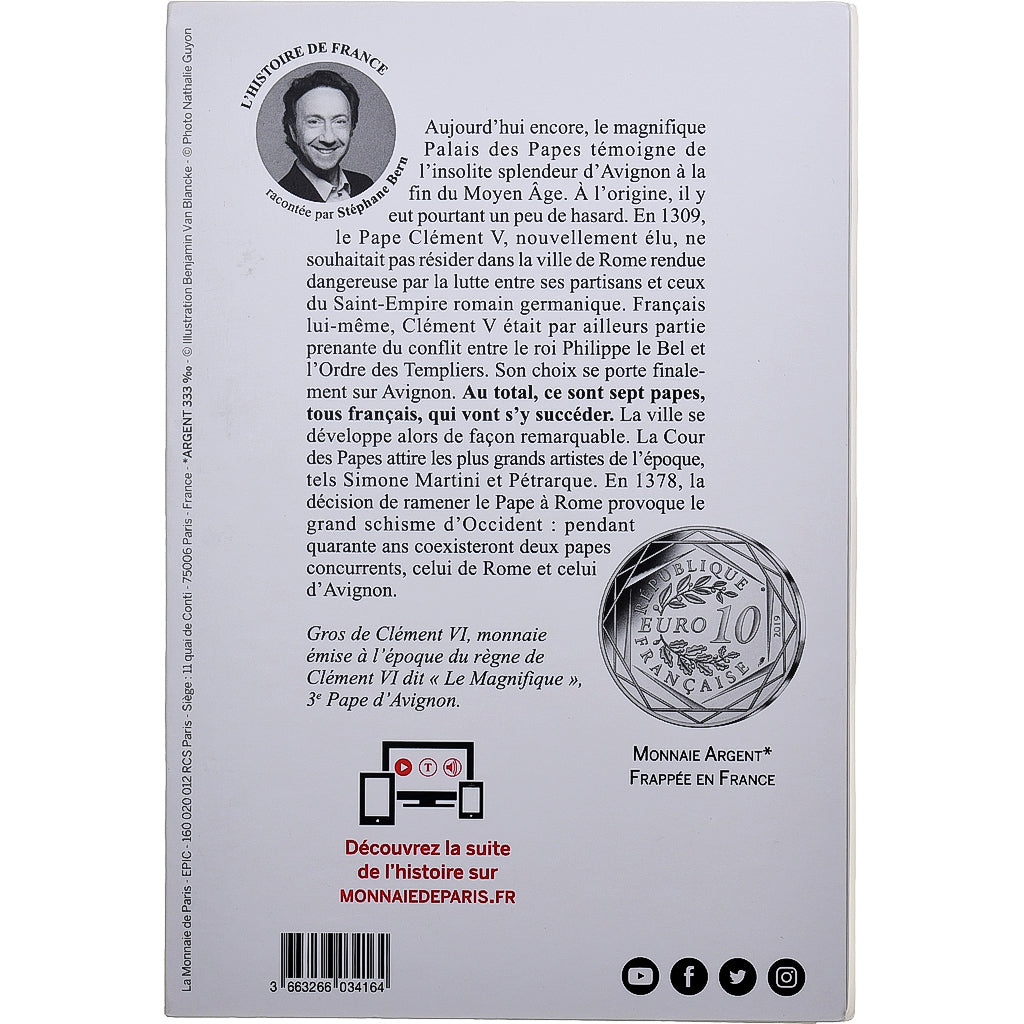 France, 10 Euro, Pièce d'Histoire - Les Papes en Avignon, 2019, MDP, Silver