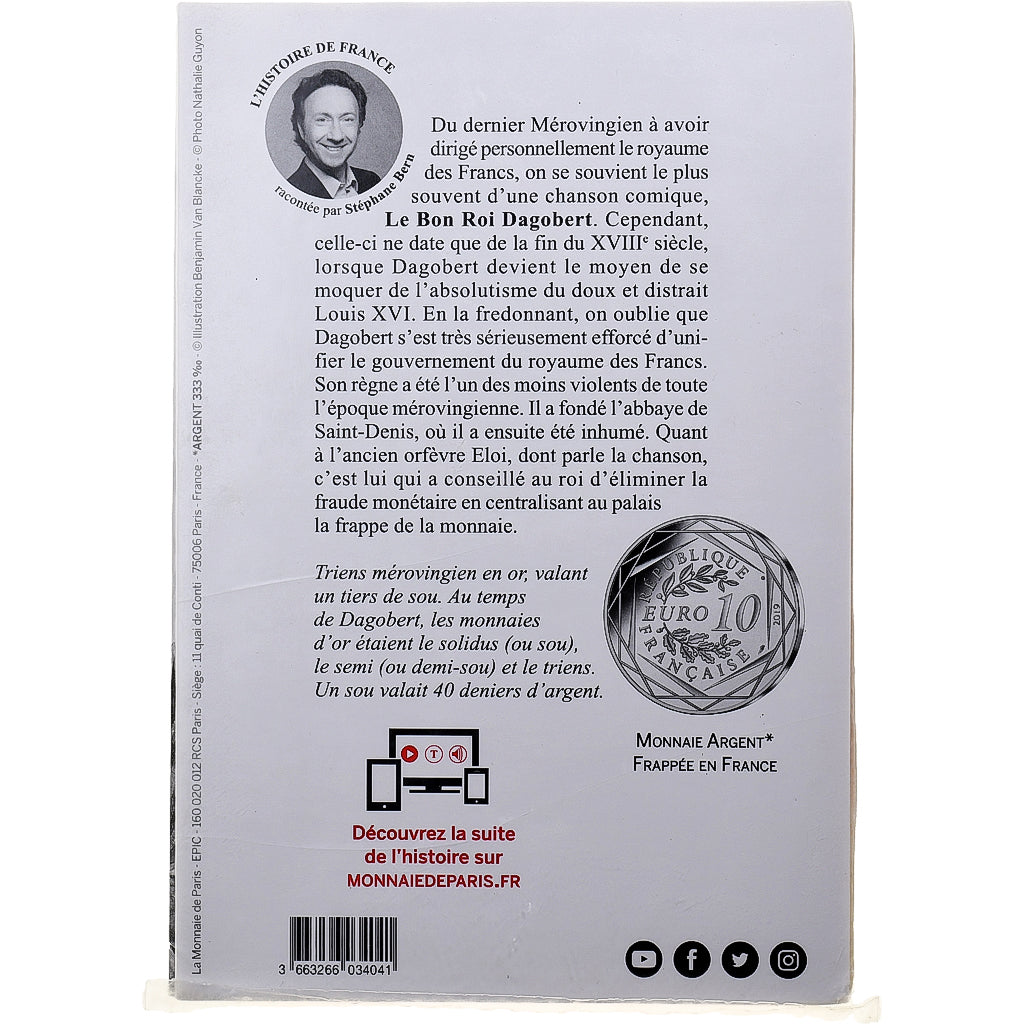 France, 10 Euro, Pièces d'Histoire - Dagobert, 2019, MDP, Argent, FDC