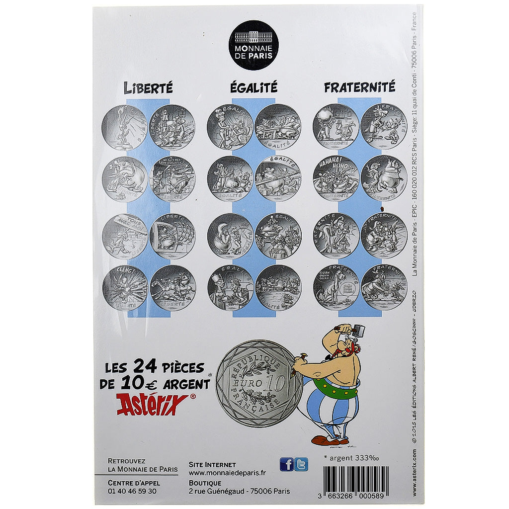 Frankrijk, 10 Euro, Astérix égalité (Astérix gladiateur), 2015, MDP, Zilver