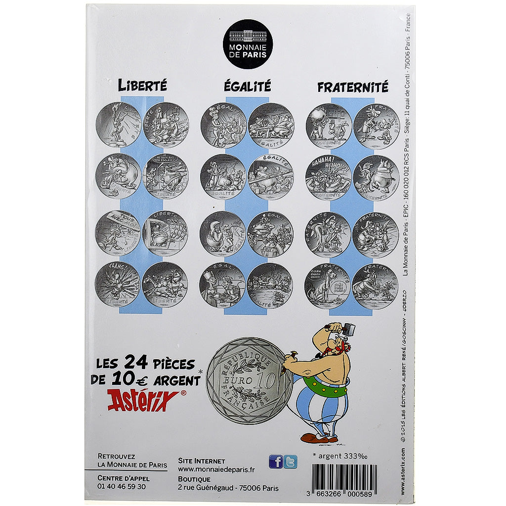 France, 10 Euro, Astérix Égalité (Le Domaine des dieux), 2015, MDP, Silver