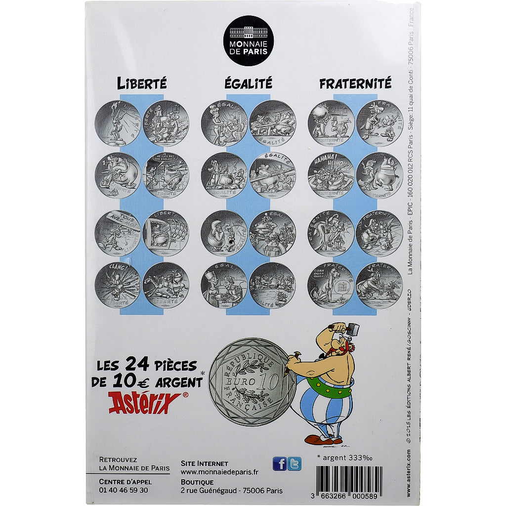 França, 10 Euro, Astérix Fraternité (Astérix chez les Helvètes), 2015, MDP