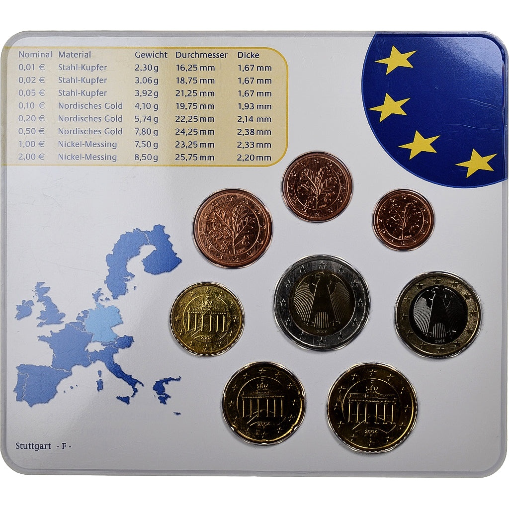 Alemanha, Set 1 ct. - 2 Euro, Coin card, 2004, Stuttgart, N/D, MS(65-70)