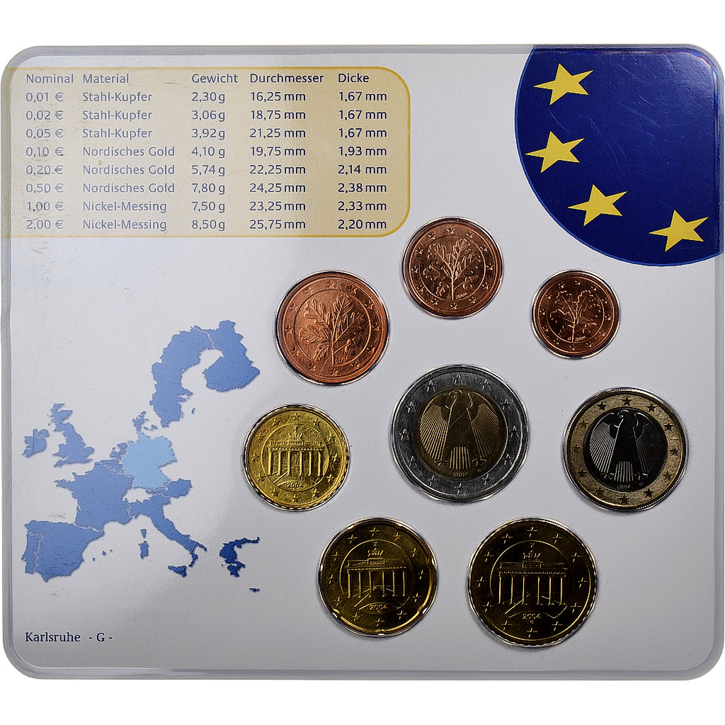 Alemanha, Set 1 ct. - 2 Euro, Coin card, 2004, Karlsruhe, N/D, MS(65-70)