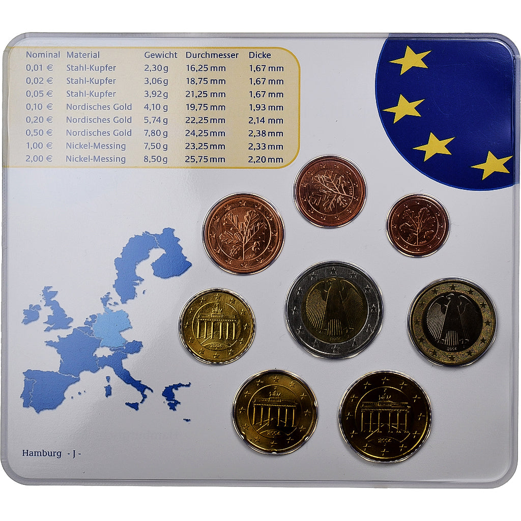 Alemanha, Set 1 ct. - 2 Euro, Coin card, 2004, Hamburg, N/D, MS(65-70)