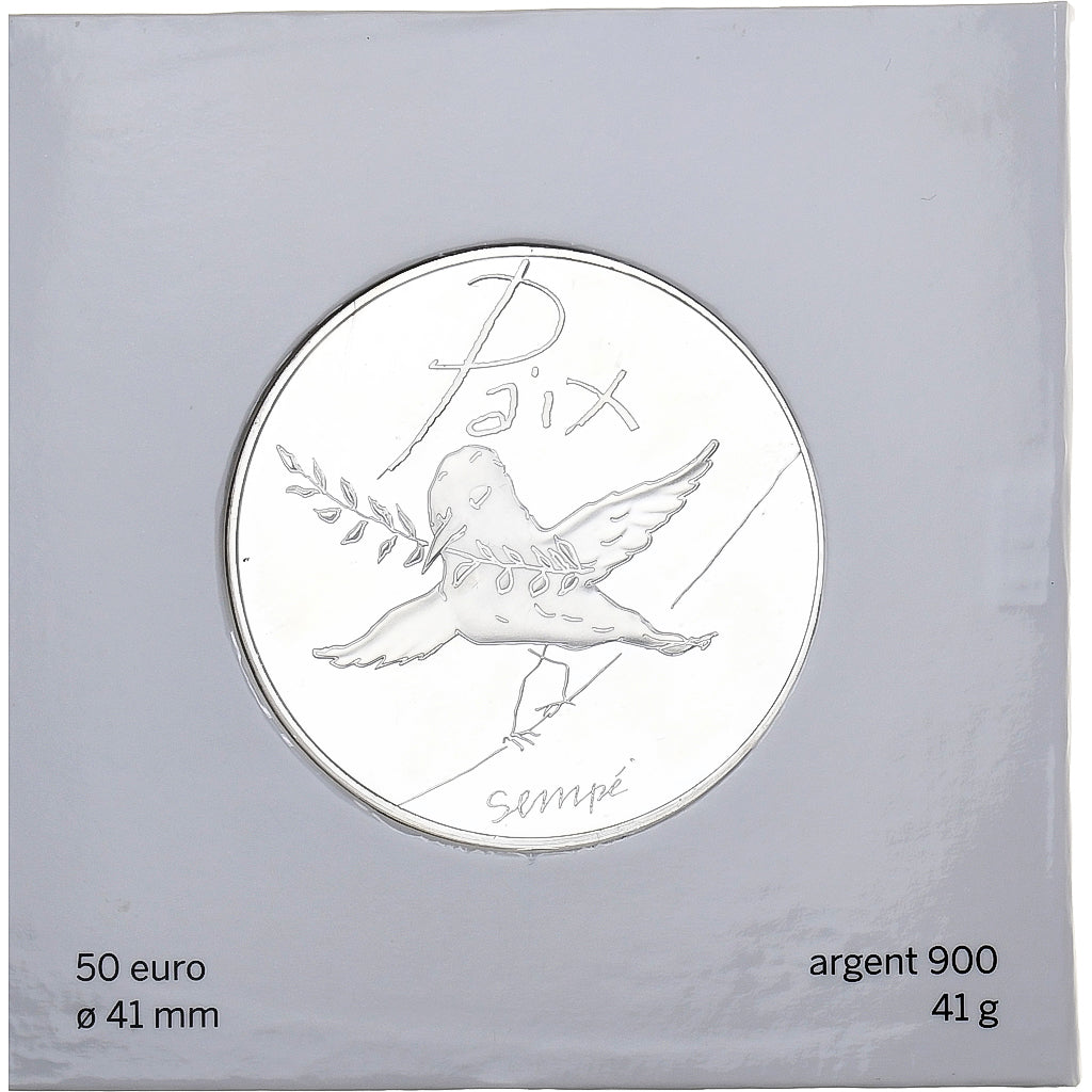France, 50 Euro, Sempé - Paix - Printemps/Été, 2014, MDP, Silver, MS(63)