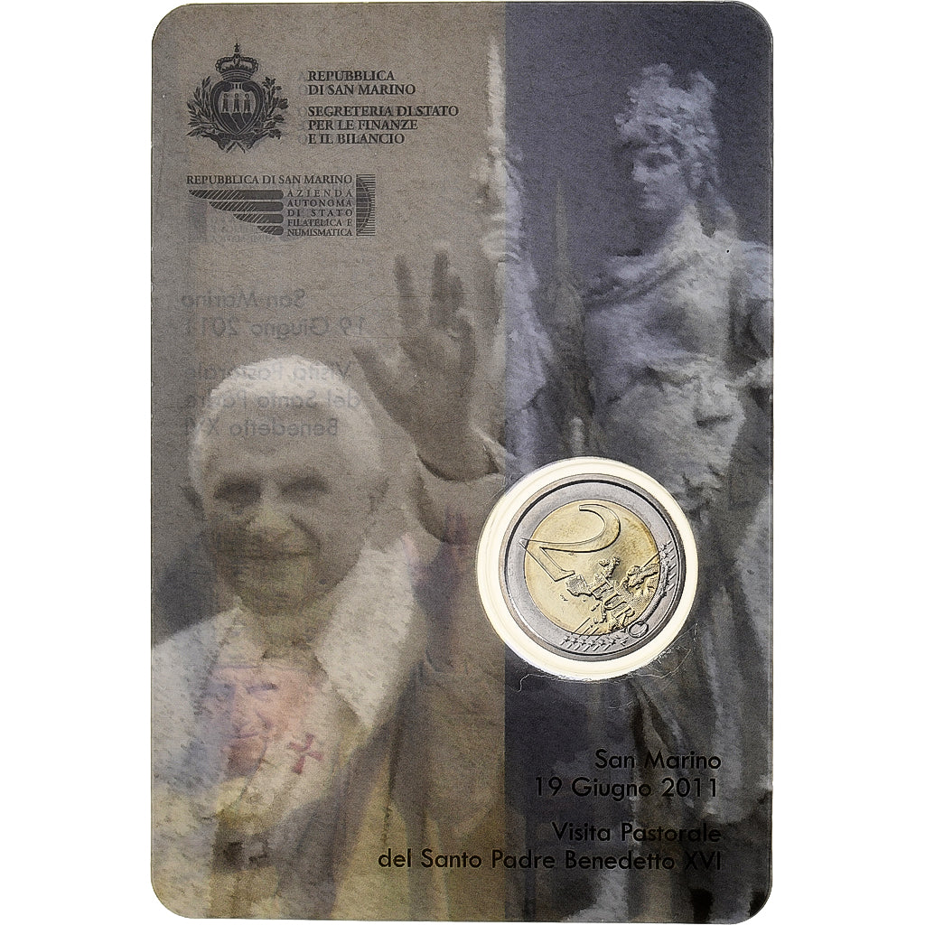 San Marino, 2 Euro, Pastoral visit of Pope Benedict XVI, 2011, Rome, Bimetallic