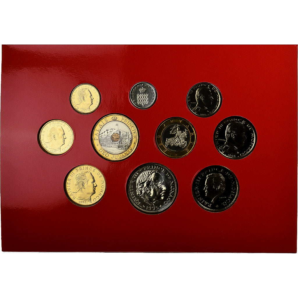 Monaco, Rainier III, Coffret 1 c. à 20 frs., 1995, MDP, BU, MS(65-70)