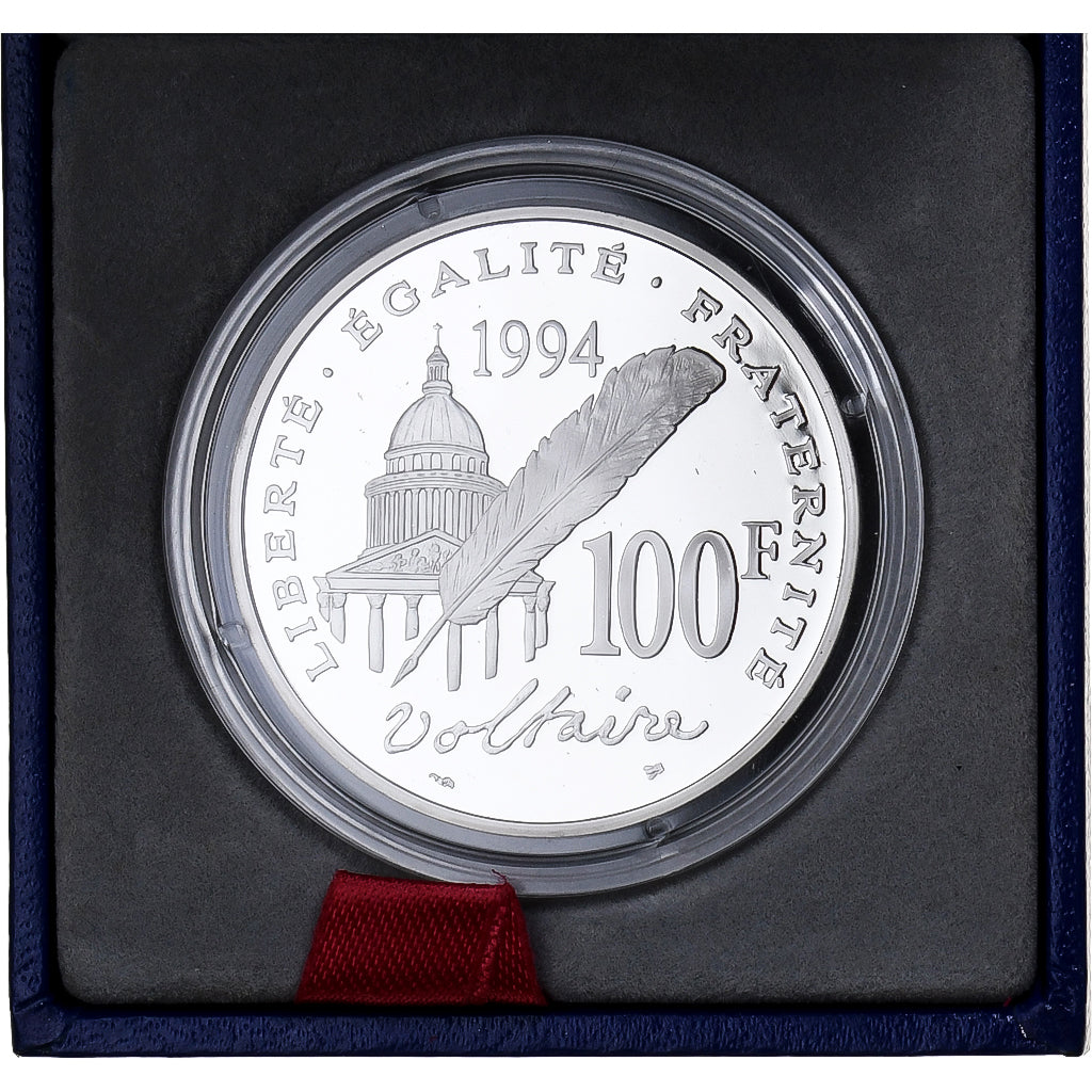 France, 100 Francs, Voltaire, 1994, MDP, Silver, MS(65-70)
