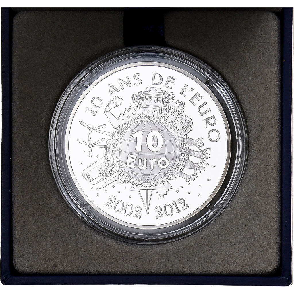 Francja, 10 Euro, Semeuse, 10 Years of Euros Cash, BE, 2012, MDP, Srebro