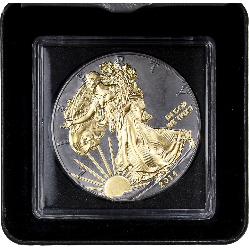 United States, Dollar, Silver Eagle, 2014, Philadelphia, BU, Gilded, Silver