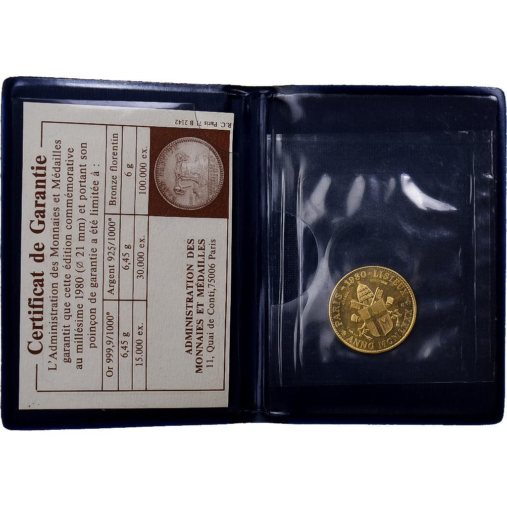 France, Medal, Jean-Paul II, 1980 Lisieux, 1980, Gold, Rousseau, MS(65-70)