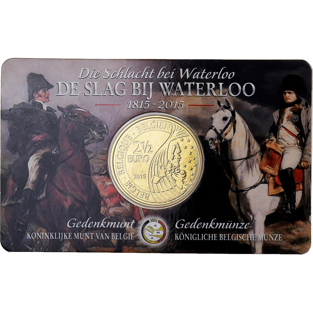Belgique, 2,5 Euro, Bataille de Waterloo, Coin card, 2015, Bruxelles, Laiton