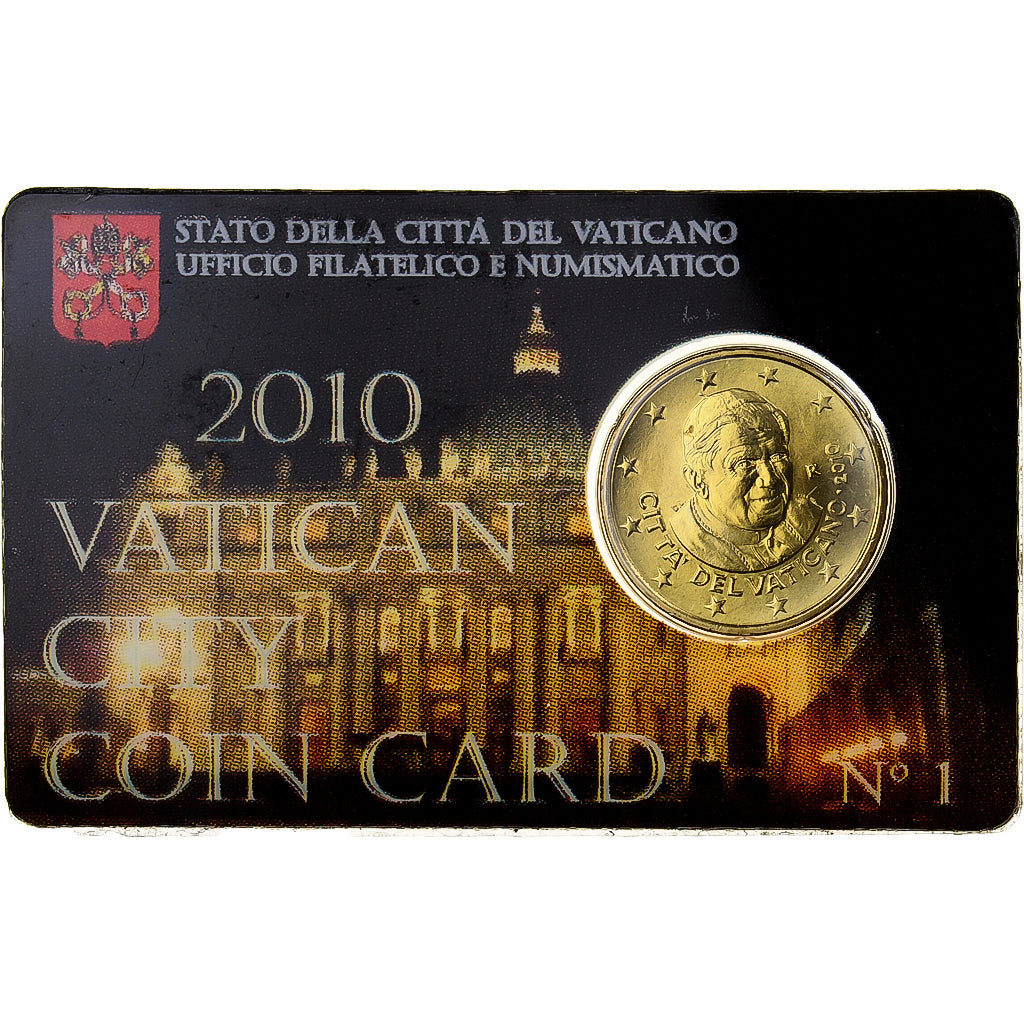 Vatican, Benedict XVI, 50 Centimes, Coin card, 2010, Rome, Nordic gold