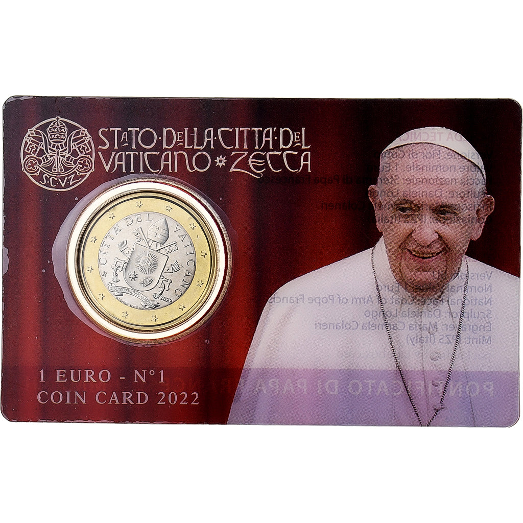 Vatican, Francis I, 1 Euro, Coin card, 2022, Rome, Bimetallic, MS(65-70)