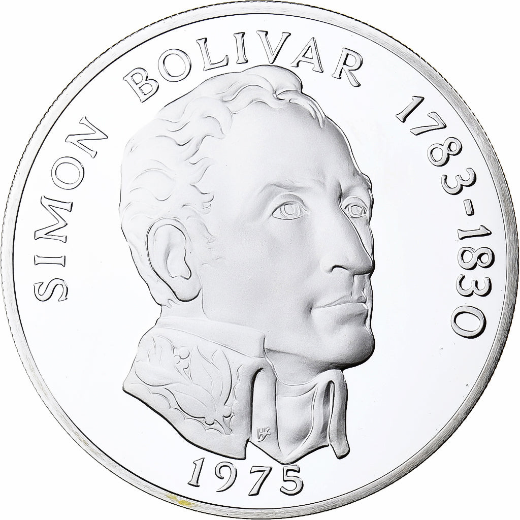 Panama, 20 Balboas, Simon Bolivar, 1975, Franklin Mint, Proof, Silver, MS(65-70)