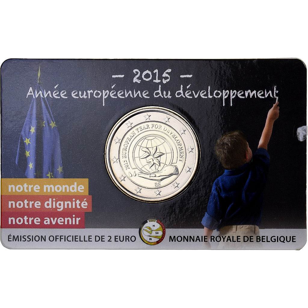 Belgium, 2 Euro, European Year for Development, Coin Card. BU, 2015, Brussels