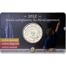 Belgium, 2 Euro, European Year for Development, Coin Card. BU, 2015, Brussels