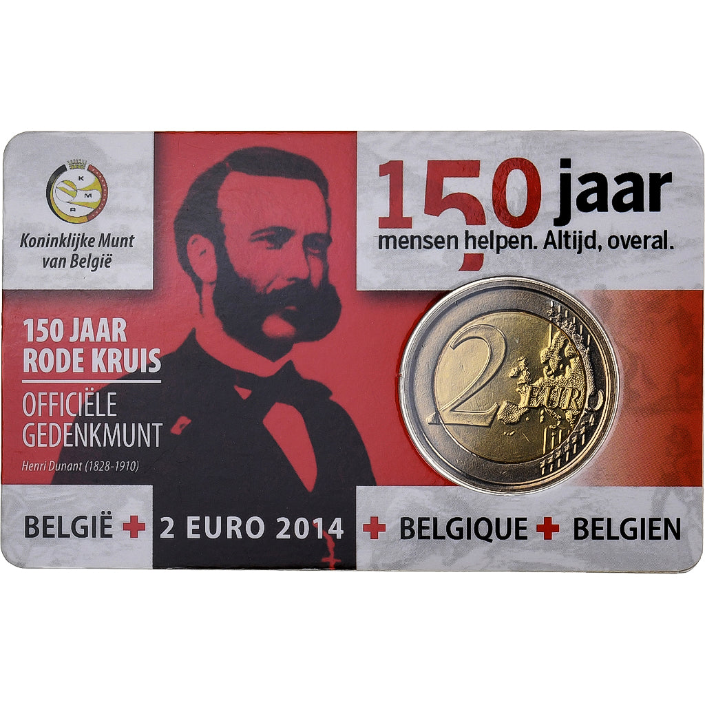 Belgique, 2 Euro, 150 ans de la Croix Rouge, Coin Card BU, 2014, Bruxelles