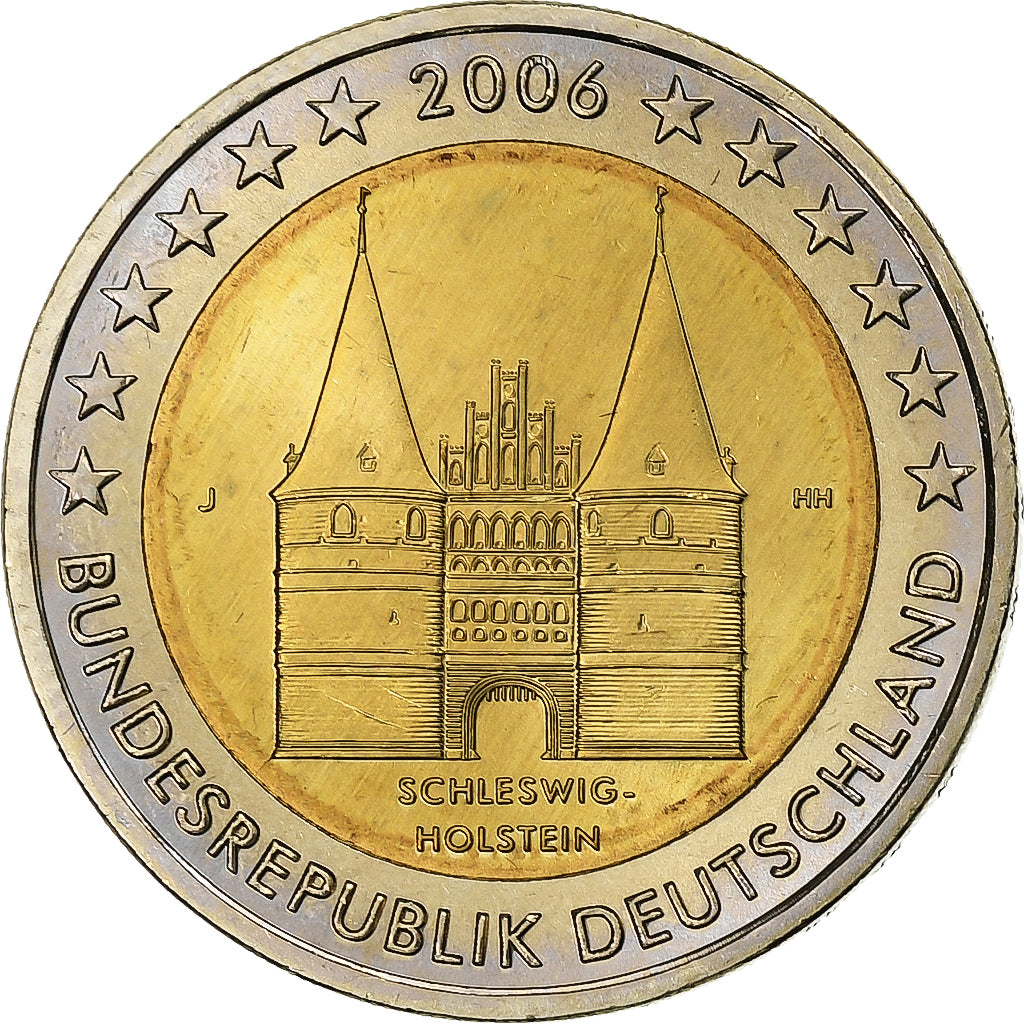 Alemanha, 2 Euro, Schleswig-Holstein, 2006, Hamburg, Bimetálico, MS(63)