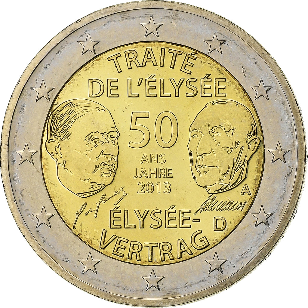 Alemanha, 2 Euro, Élysée Treaty, 2013, Berlin, Bimetálico, MS(63)