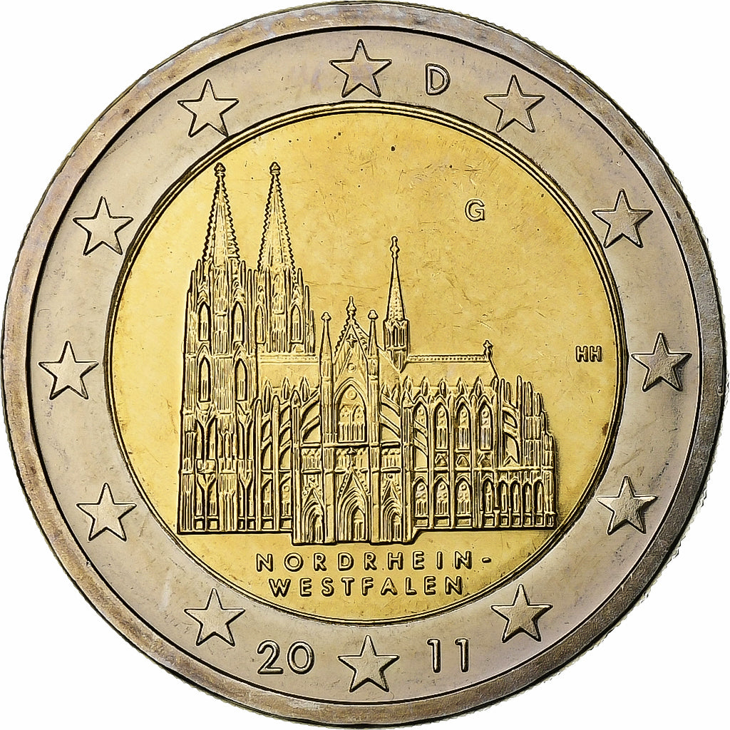 Niemcy, 2 Euro, Nordrhein-Westfalen, 2011, Karlsruhe, Bimetaliczny, MS(63)