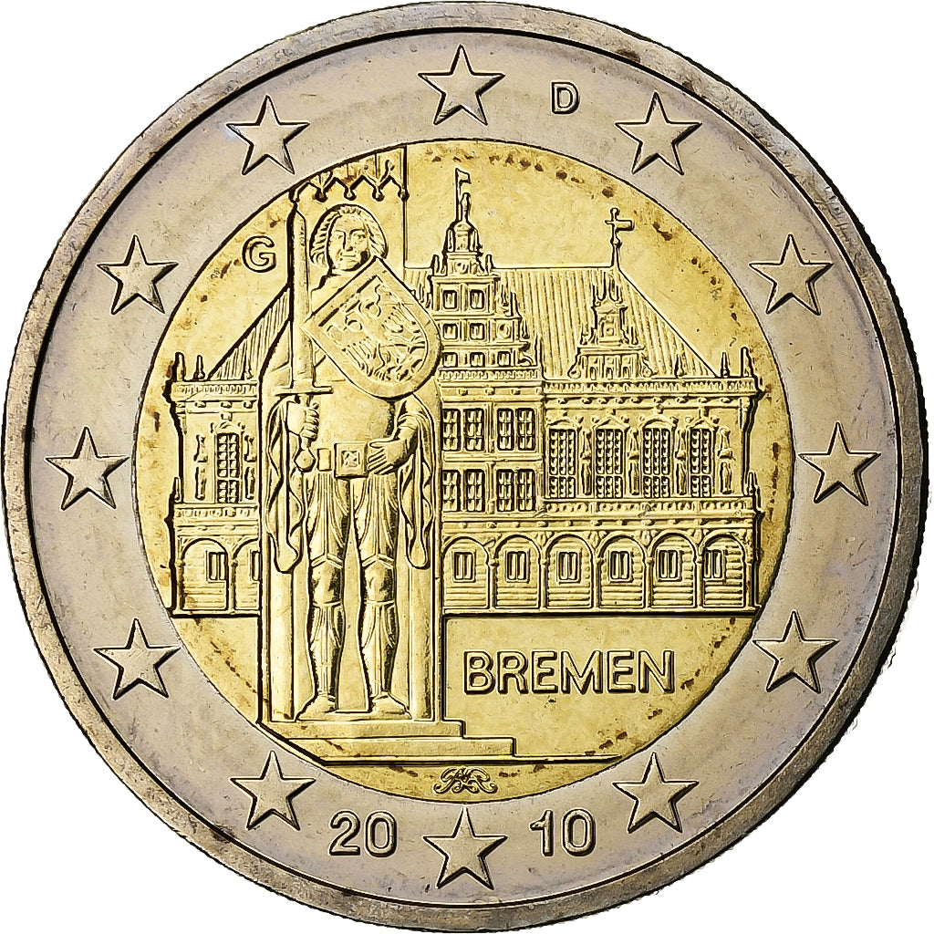 Germany, 2 Euro, Bremen, 2010, Karlsruhe, Bi-Metallic, MS(63)