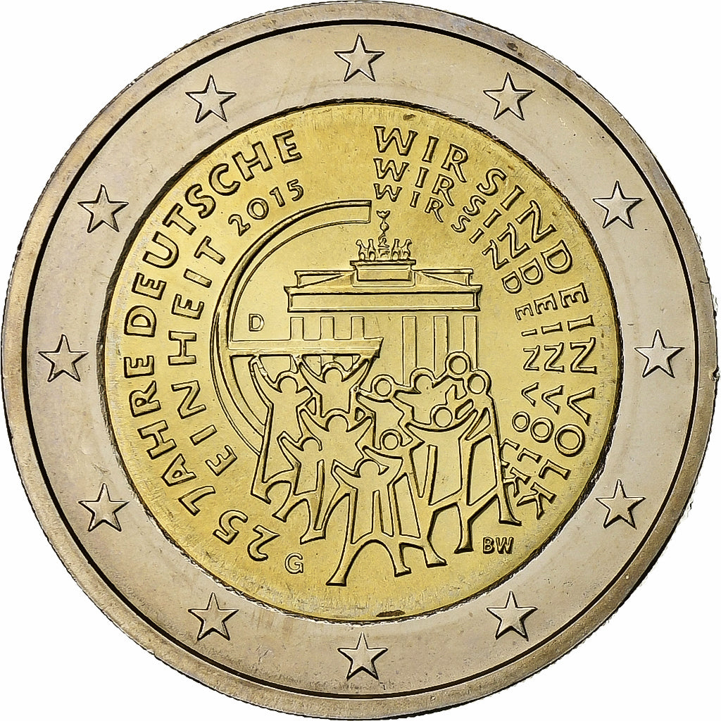 Alemanha, 2 Euro, 25 Years of German Unity, 2015, Karlsruhe, Bimetálico, MS(63)