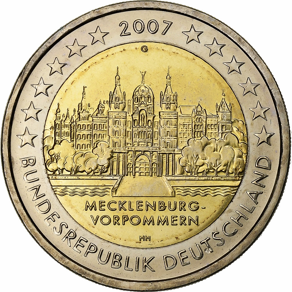 Niemcy, 2 Euro, Mecklenburg-Vorpommern, 2007, Karlsruhe, Bimetaliczny, MS(63)