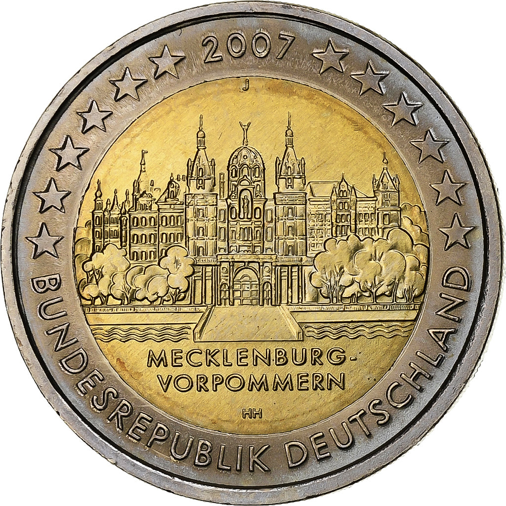 Germania, 2 Euro, Mecklenburg-Vorpommern, 2007, Hamburg, Bi-metallico, SPL
