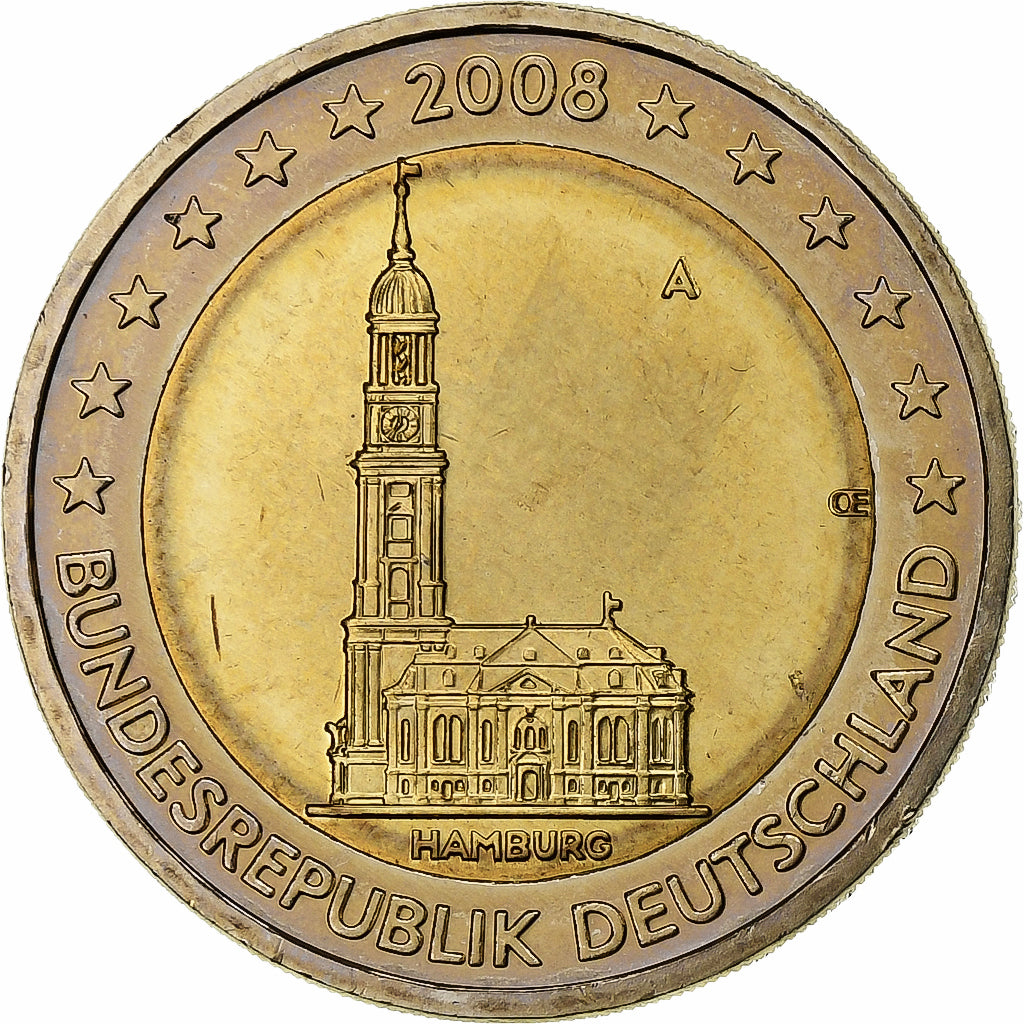 Germany, 2 Euro, Hamburg, 2008, Berlin, Bi-Metallic, MS(63)