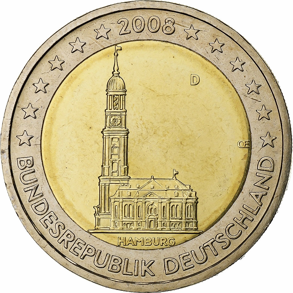 Allemagne, 2 Euro, Hamburg, 2008, Munich, Bimétallique, SPL