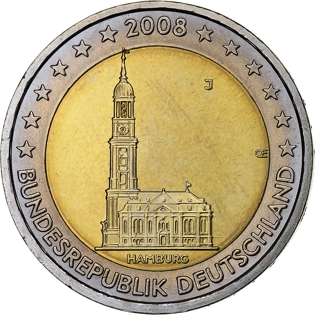 Allemagne, 2 Euro, Hamburg, 2008, Hambourg, Bimétallique, SPL
