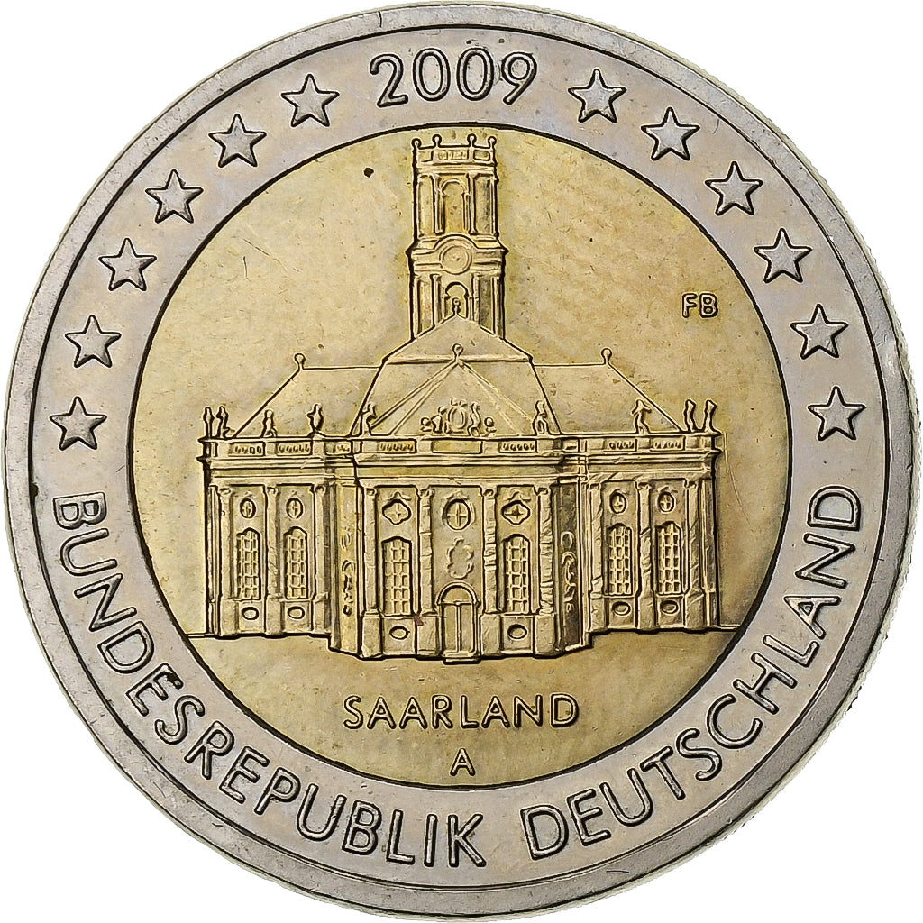Allemagne, 2 Euro, Saarland, 2009, Berlin, Bimétallique, SPL