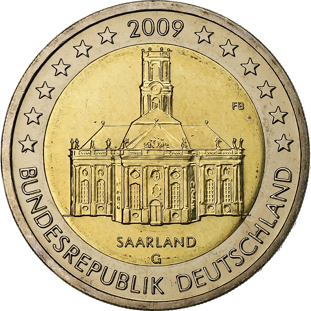 Deutschland, 2 Euro, Saarland, 2009, Karlsruhe, Bi-Metallic, UNZ