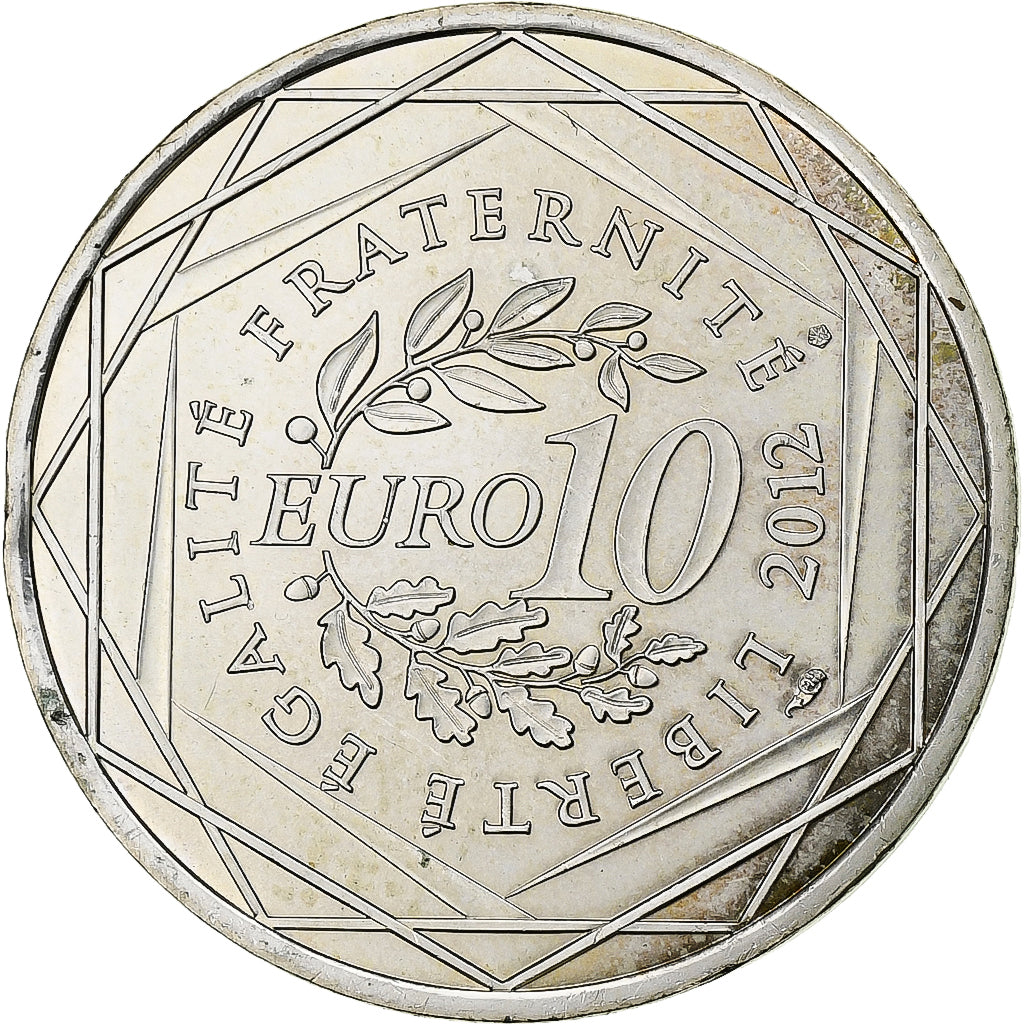 Francja, 10 Euro, Réunion, 2012, MDP, Srebro, MS(63)