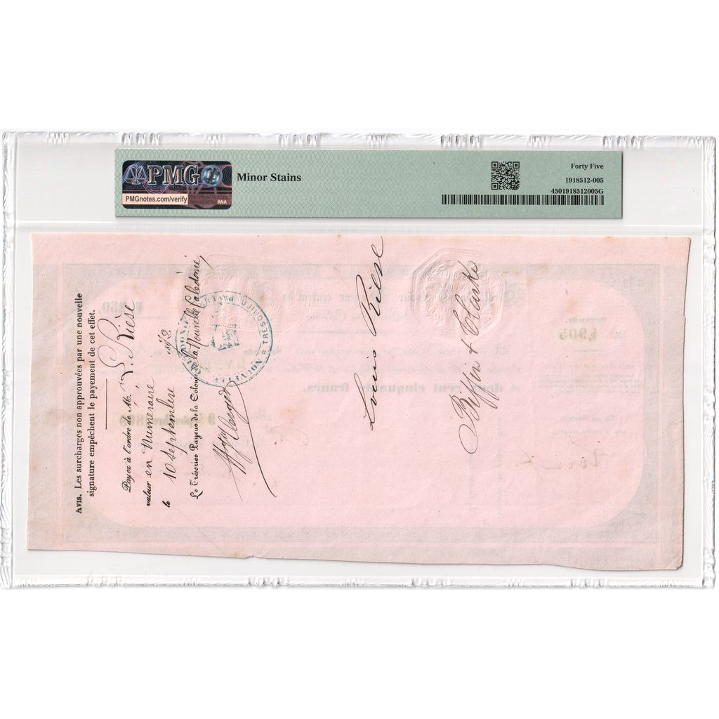 Neukaledonien, 250 Francs, 1869-09-09, EF 45, PMG