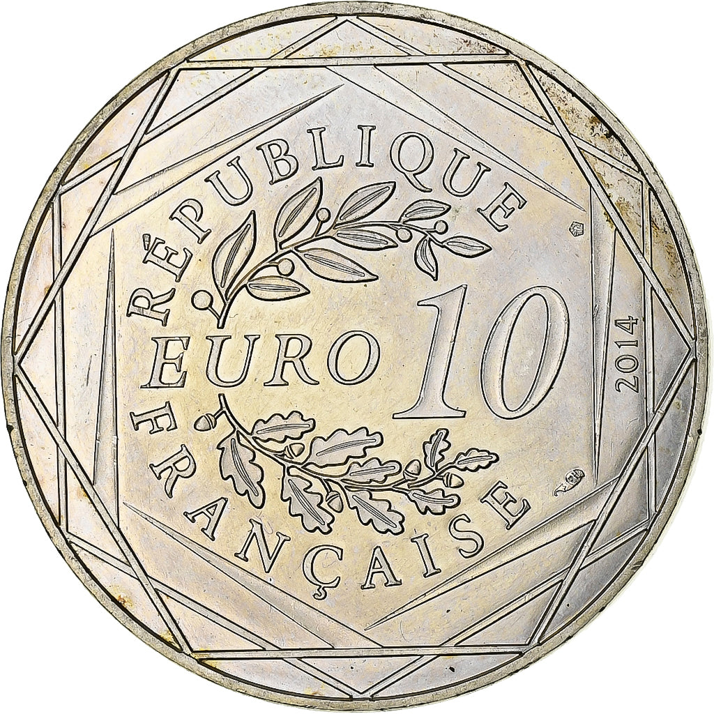 France, 10 Euro, Sempé - Hiver - Fraternité, 2014, MDP, Silver, AU(55-58)
