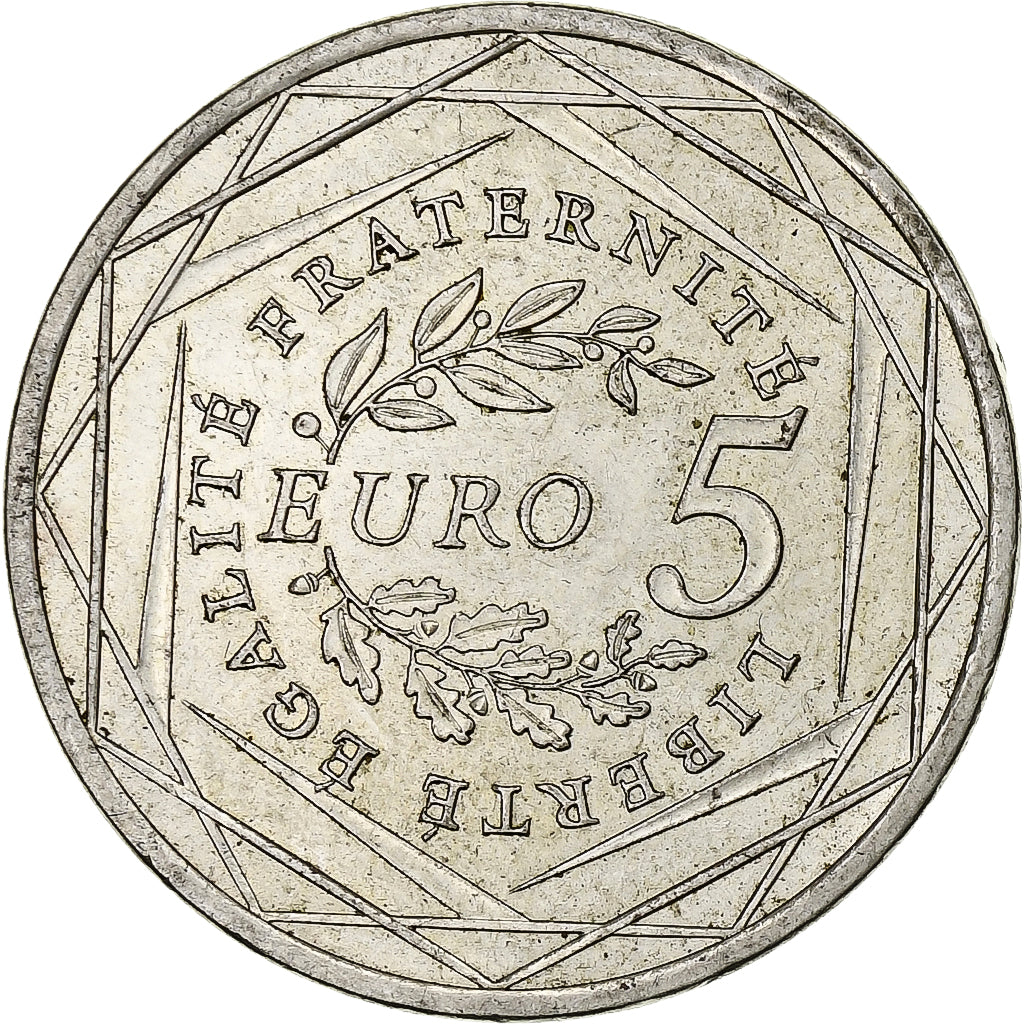 Francja, 5 Euro, Semeuse, 2008, MDP, Srebro, AU(55-58)