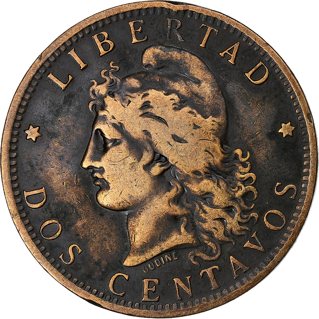 Argentina, 2 Centavos, 1884, Buenos Aires, Bronze, EF(40-45)