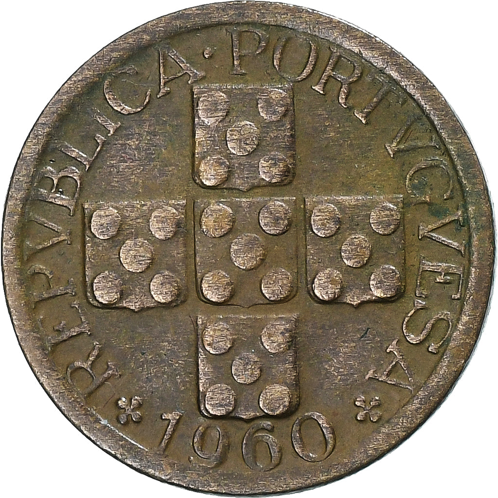 Portugal, 10 Centavos, 1960, Lisbon, Bronce, BC+