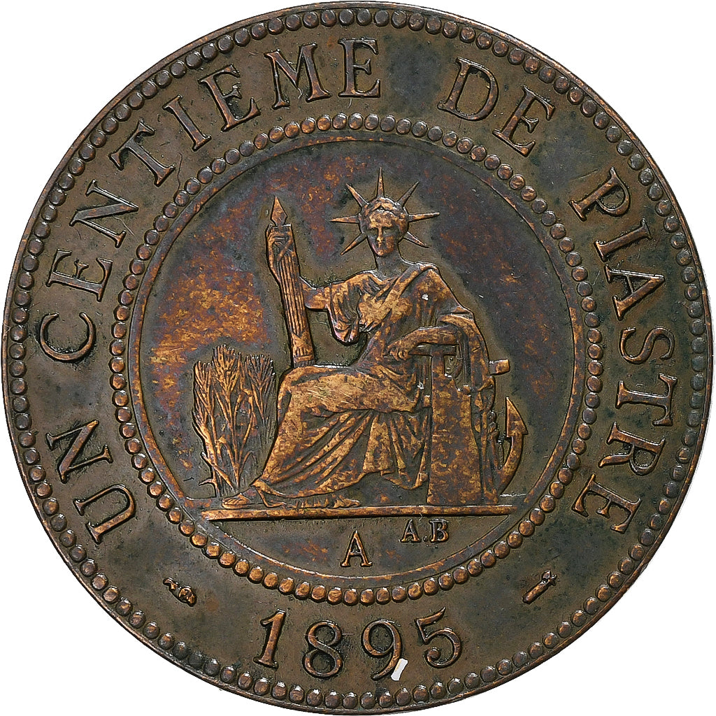 Indocina francese, 1 Centième, 1895, Paris, Bronzo, BB+