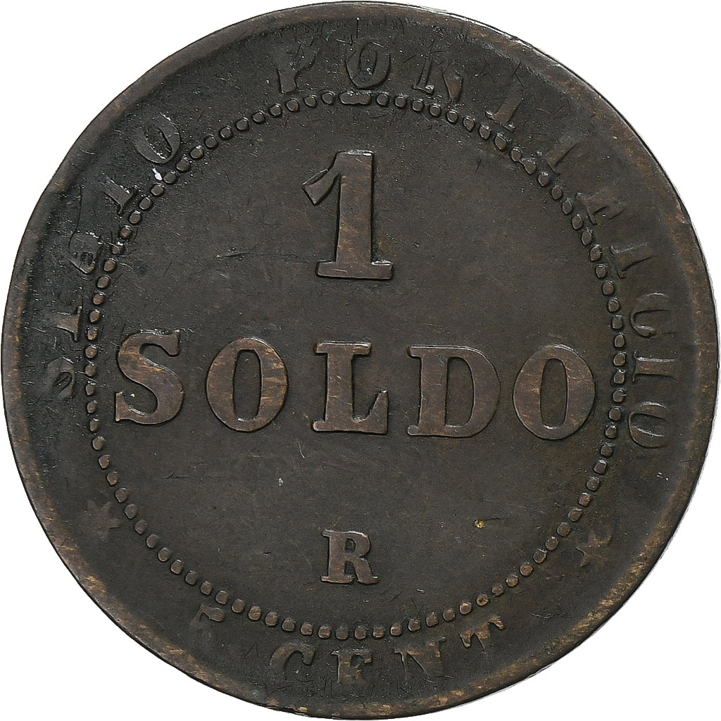 États pontificaux, Pie IX, 1 Soldo, 1865, Rome, Cuivre, TB+