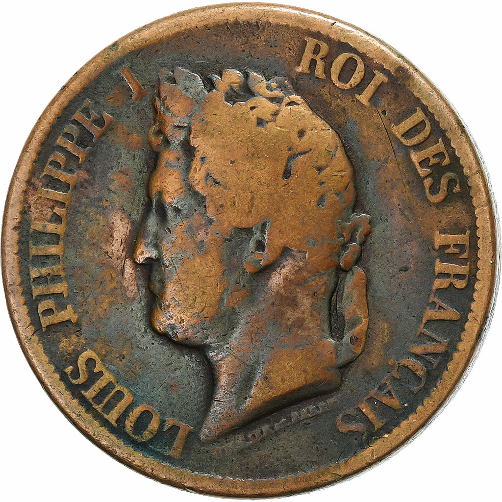 Antilles françaises, Louis-Philippe Ier, 10 Centimes, 1841, Paris, Bronze, TB