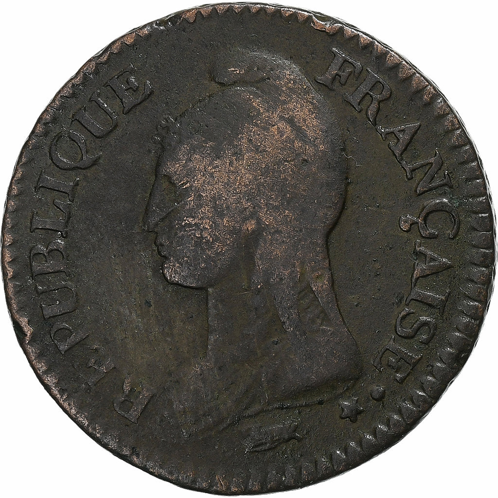 France, Decime, AN 7, Paris, Copper, VF(20-25)