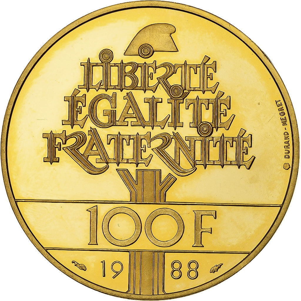 France, 100 Francs, Fraternité, 1988, MDP, Gold, MS(63)
