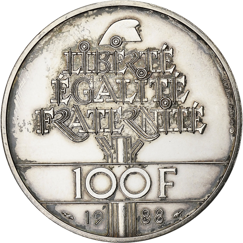 Frankrijk, 100 Francs, Fraternité, 1988, MDP, Zilver, UNC-