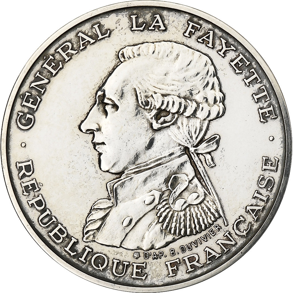 France, 100 Francs, Lafayette, 1987, MDP, Silver, MS(63)