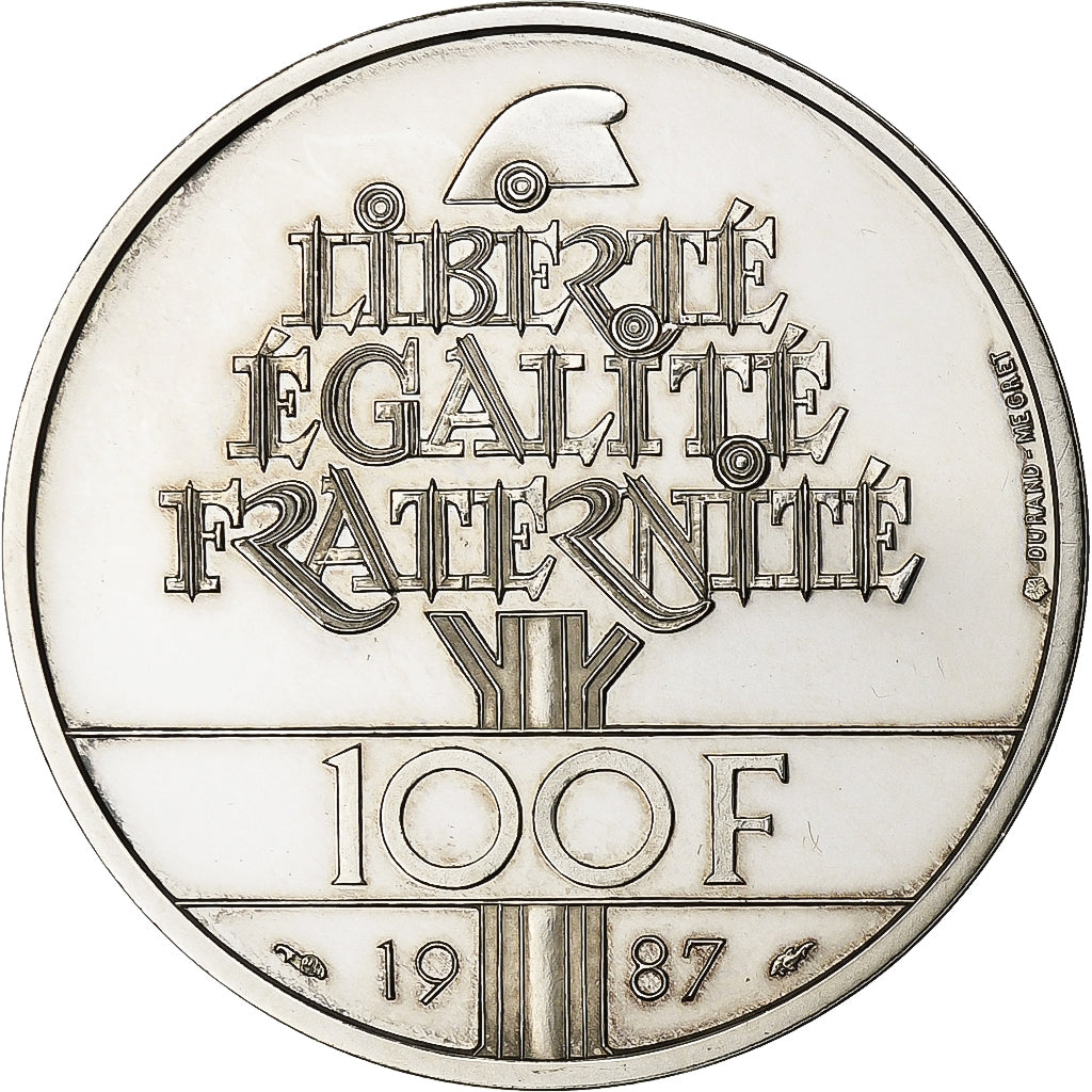 France, 100 Francs, Lafayette, 1987, MDP, Silver, MS(63)