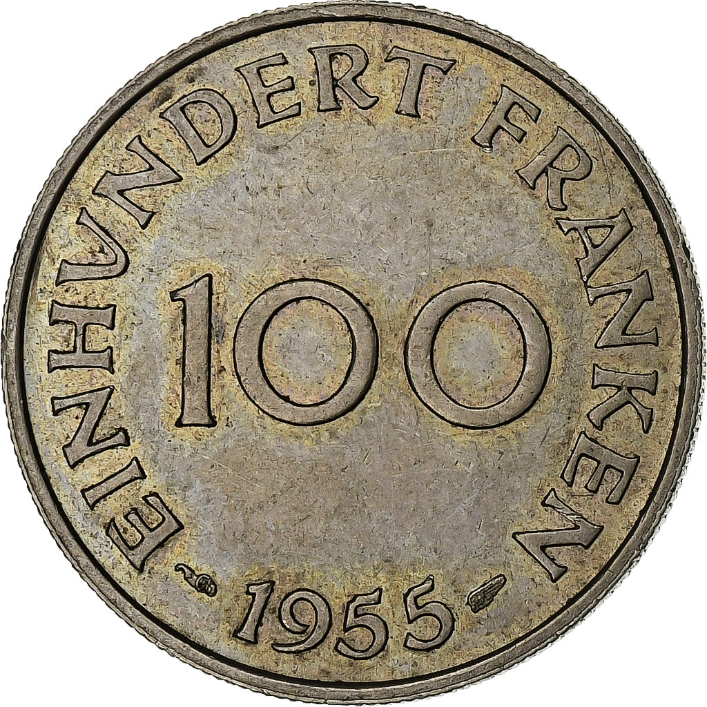 Saar, 100 Franken, 1955, Paris, Cupro-nikkel, PR+
